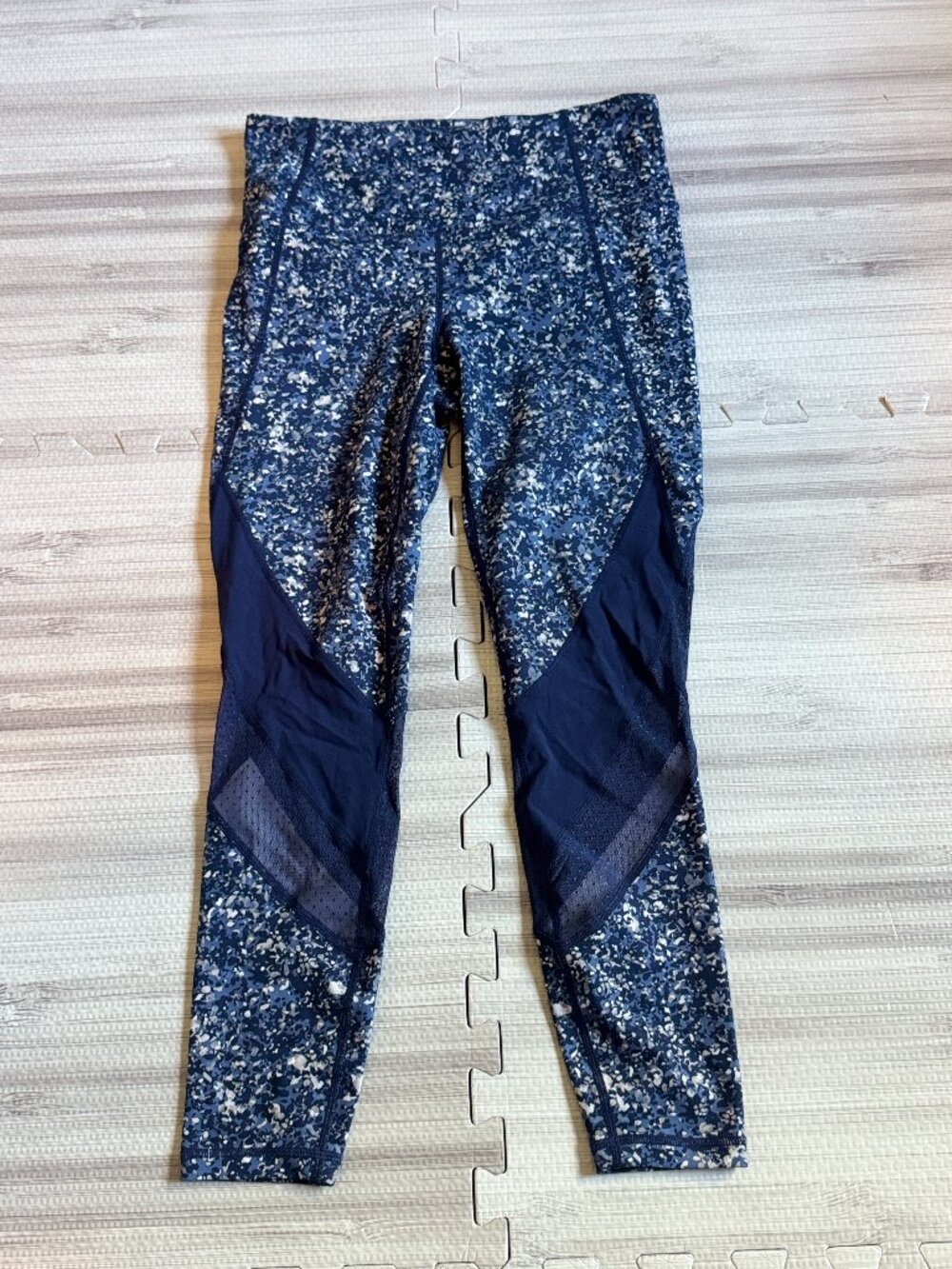Athleta Women's Blue Speckled Mesh Panel Leggings